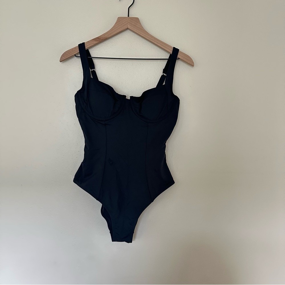 NWT CUPIO Slim & Sculpt Black One piece Swimsuit